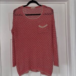 Orange Creek open-weave boat neck crochet sweater